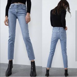 ZARA High-Rise Straight Fit Skinny Jeans